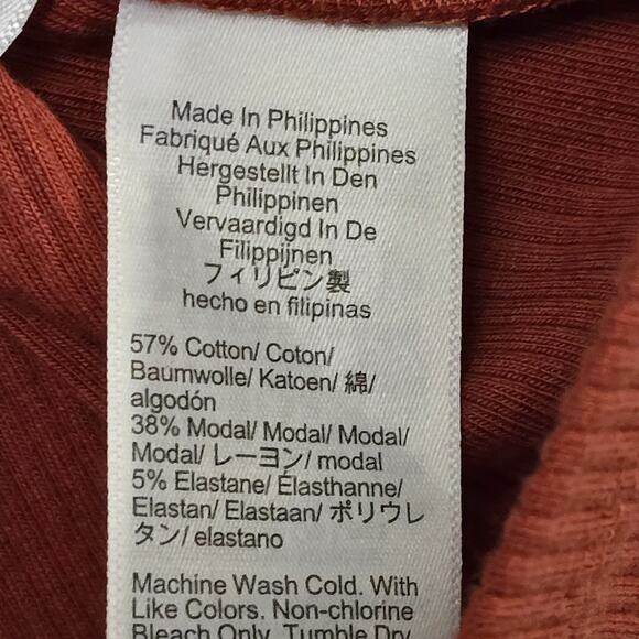 J. Crew RE-Imagined Tie Front Vintage Rib V  T-Shirt Top Burnt Sienna Size Large - Picture 6 of 6